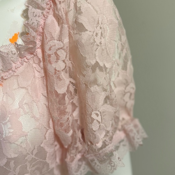 Vintage Tosca Lingerie Sheer Pink Lace Peignoir – Size Small - Picture 8 of 16